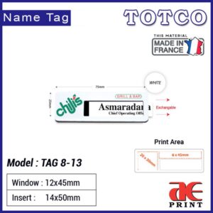 Reusable Name Tag White TAG8-13 (75 x 25mm)