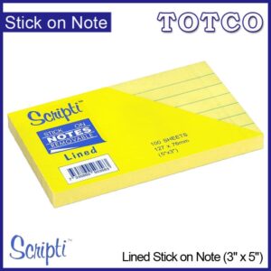 Scripti Lined Stick On Note (3" x 5")