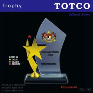 Shining Metal Star Crystal Award IGM 038