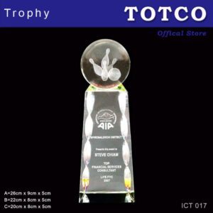Exclusive Crystal Trophy with 6cm Globe ICT 017