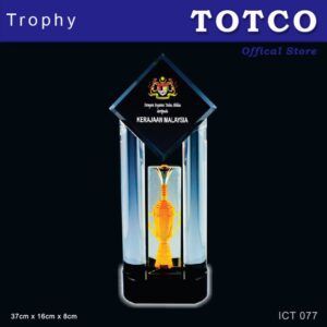 Fusion Color Crystal Trophy with Gold Effect ICT 077