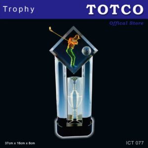Fusion Color Crystal Trophy with Liu Li Golf Man ICT 077