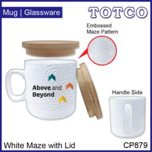 Ceramic Mug White Maze With Lid 360ml Cp879