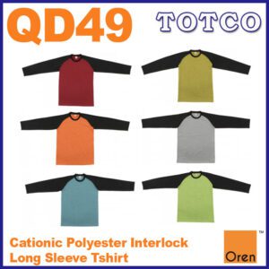 Oren Sport Cationic Polyester Interlock Unisex Long Sleeve Raglan Jersey T Shirt Qd49 6