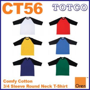 Oren Sport Comfy Cotton Raglan 3 4 Sleeve Tee Plain Unisex Adult Round Neck T Shirt Ct56 6