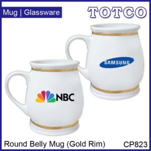 Porcelain Round Belly Mug Gold Rim 630ml Cp823
