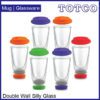Double Wall Silly Glass With Silicone Lid Base 360ml
