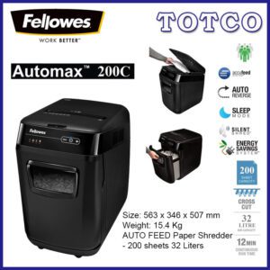 Fellowes AutoMax™ 200C Automatic Cross Cut Shredder - 200 sheets 32 Liters