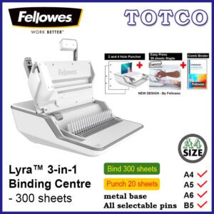 Fellowes Lyra Manual Comb Binding Machine 3 In 1 With Hole Punch Stapler 5