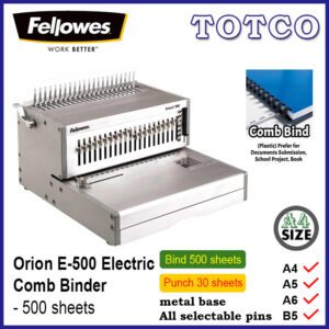 Fellowes Orion E 500 Electric Heavy Duty Comb Binding Machine 4