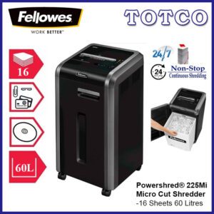 Fellowes Powershred 225mi Micro Cut Shredder 16 Sheets 60 Liters