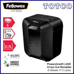 Fellowes Powershred Lx25 Cross Cut Shredder 6 Sheets 115 Liters 5