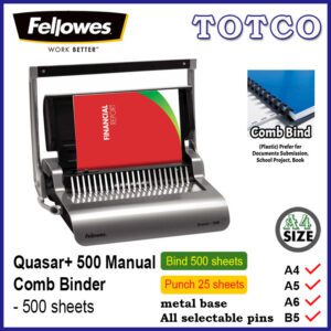 Fellowes Quasar 500 Manual Heavy Duty Comb Binding Machine 3