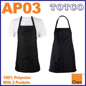 Oren Sport Black Apron With 2 Pockets 100 Polyester Ap03 4