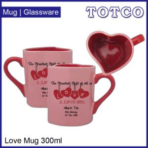 Porcelain Heart Shaped Pink Love Mug 300ml