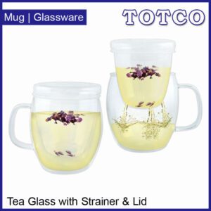 Tea Glass With Strainer Lid 420ml