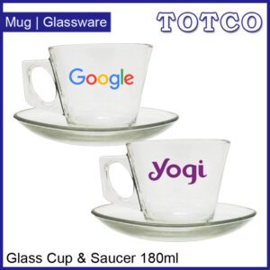 Transparent Glass Cup Saucer 180ml